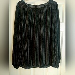 Tamara H Woman’s Size 1X Poet Blouse Pink/black polkadot Elastic Waist